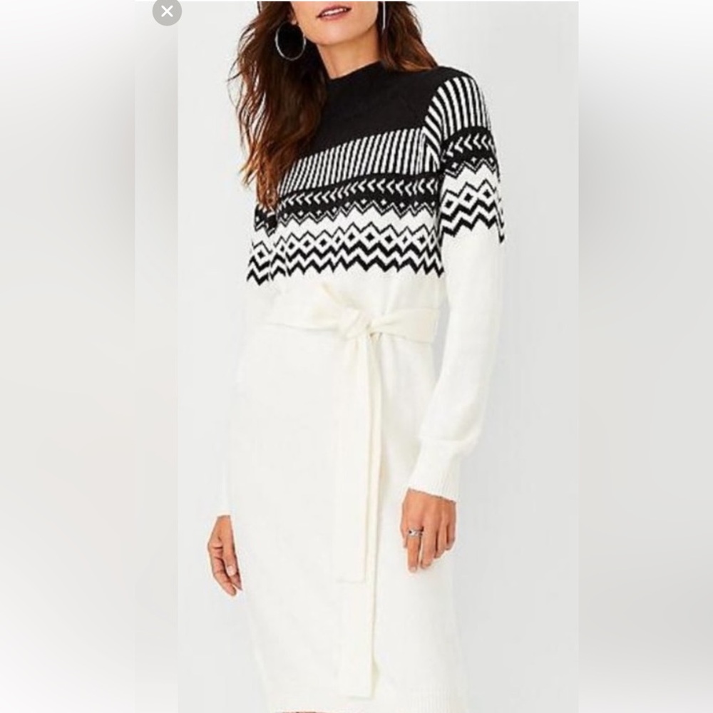 Ann Taylor fair isle sweater knit dress size medium